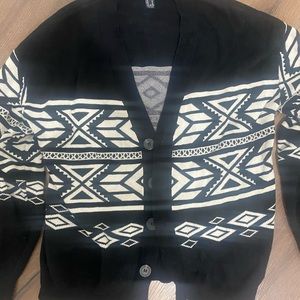 Geo Print Cardigan Sweater